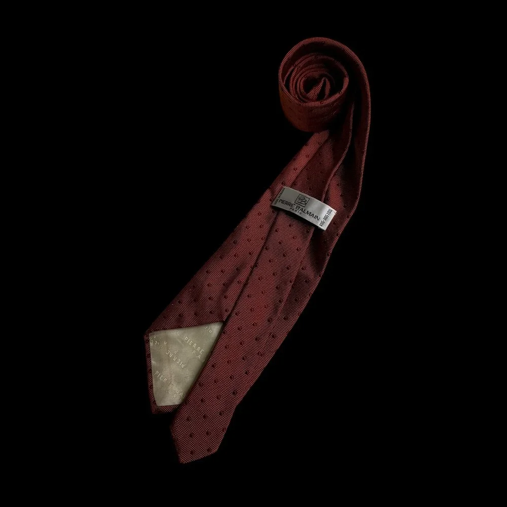 Pierre‎ Balmain Paris Silk Dotted Necktie Hand Made Made in France